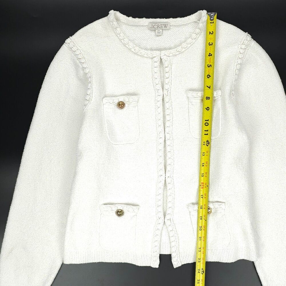 J CREW Odette sweater lady jacket cotton-blend bouclé White Old Money Preppy XXL - Picture 3 of 9